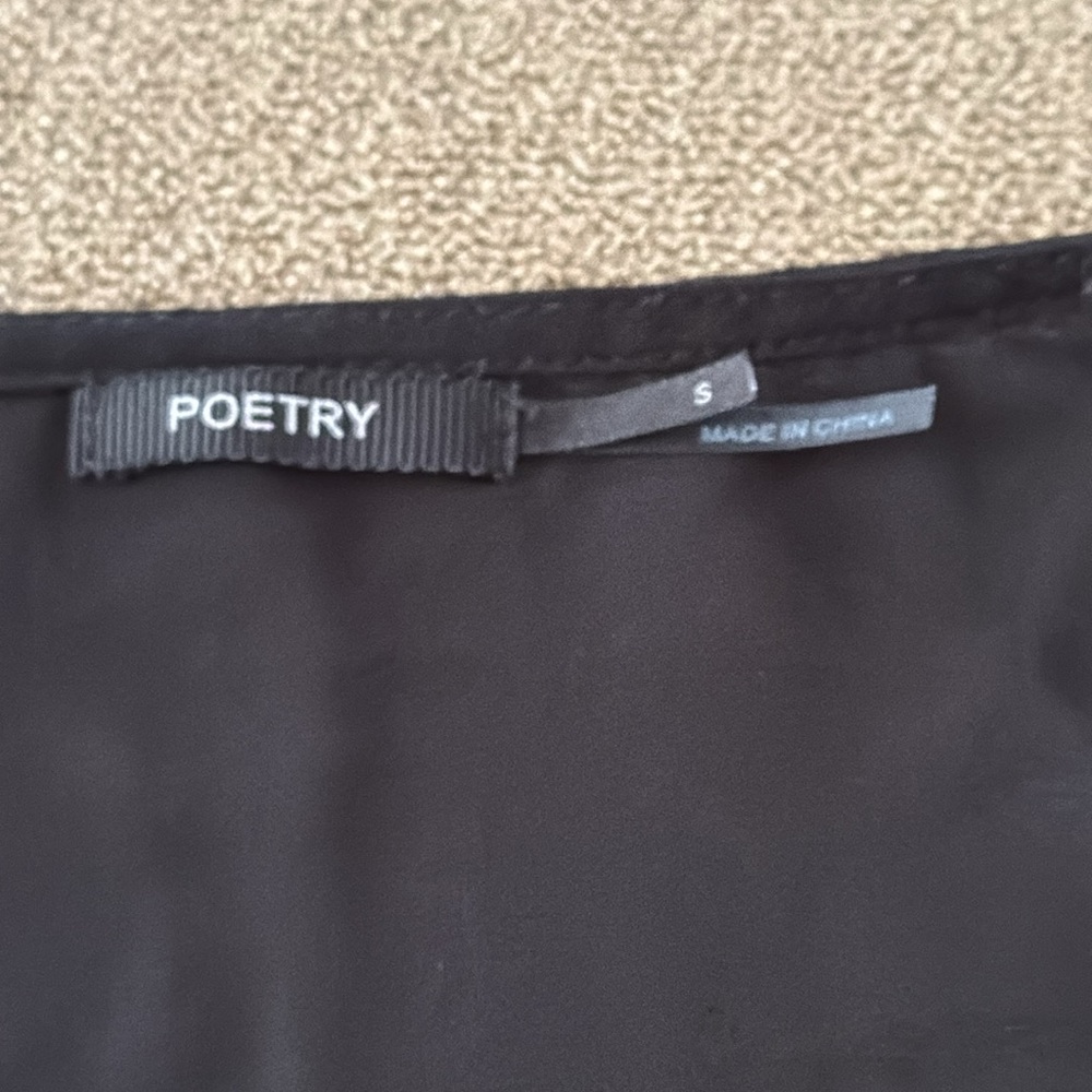 Poetry Solid Black Polyester Lined Tie Front Dres… - image 5